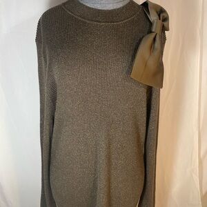 Ann Taylor Brown Crew Neck Sweater with Bow Detail